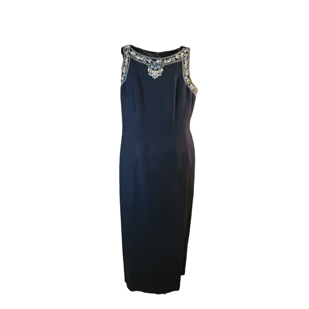 Jessica Howard Maxi Dress Turquoise Beads Embroidery